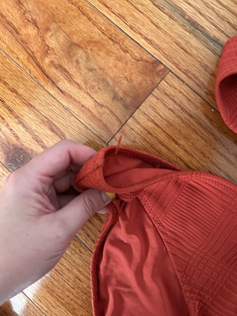 Aerie Textured Triangle Bikini Set in Terracotta M - Picture 5 of 6